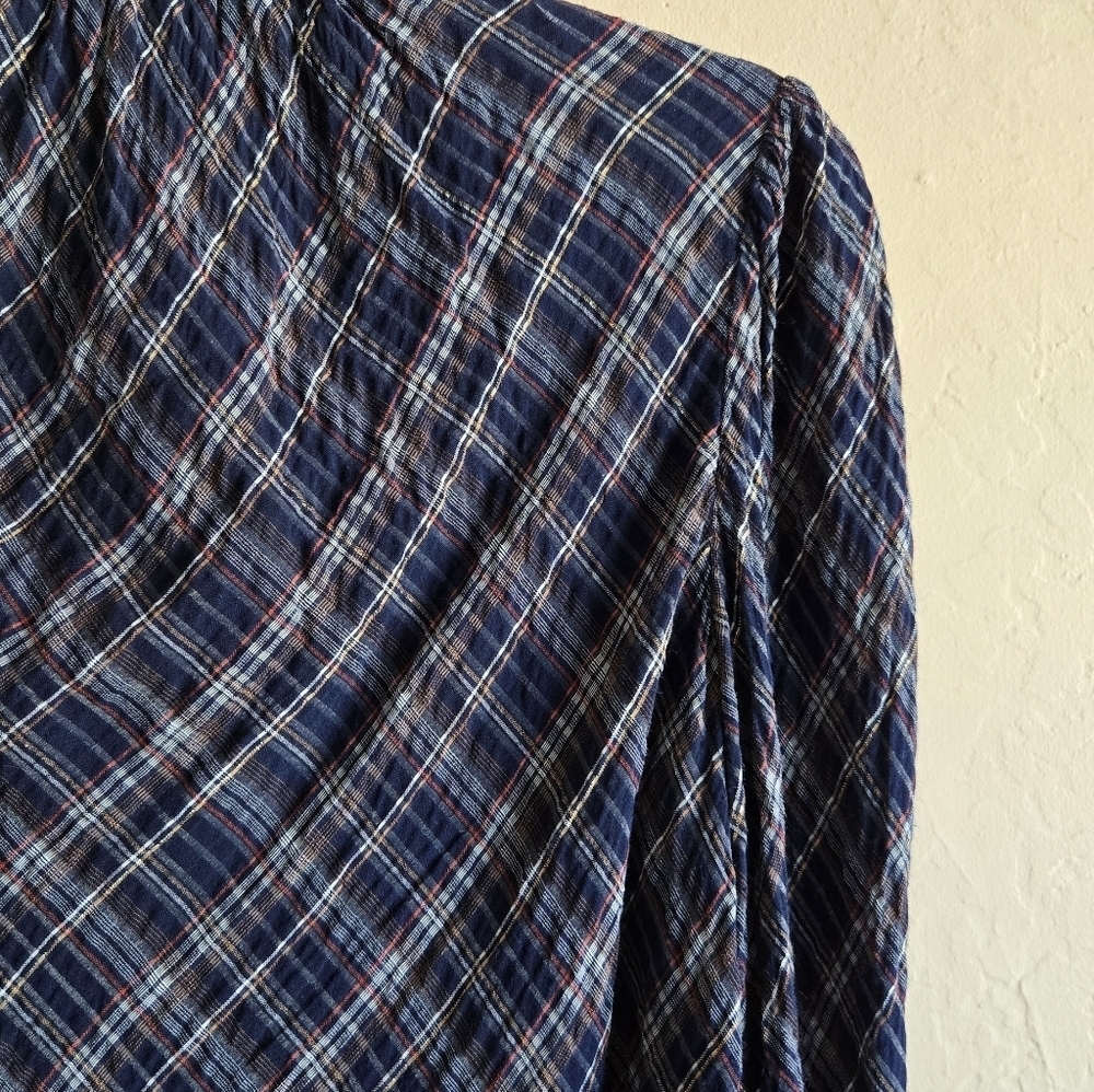 Veronica Beard Ashlynn Blouse In Multicolor Blue Plaid Size 4 - Picture 8 of 16